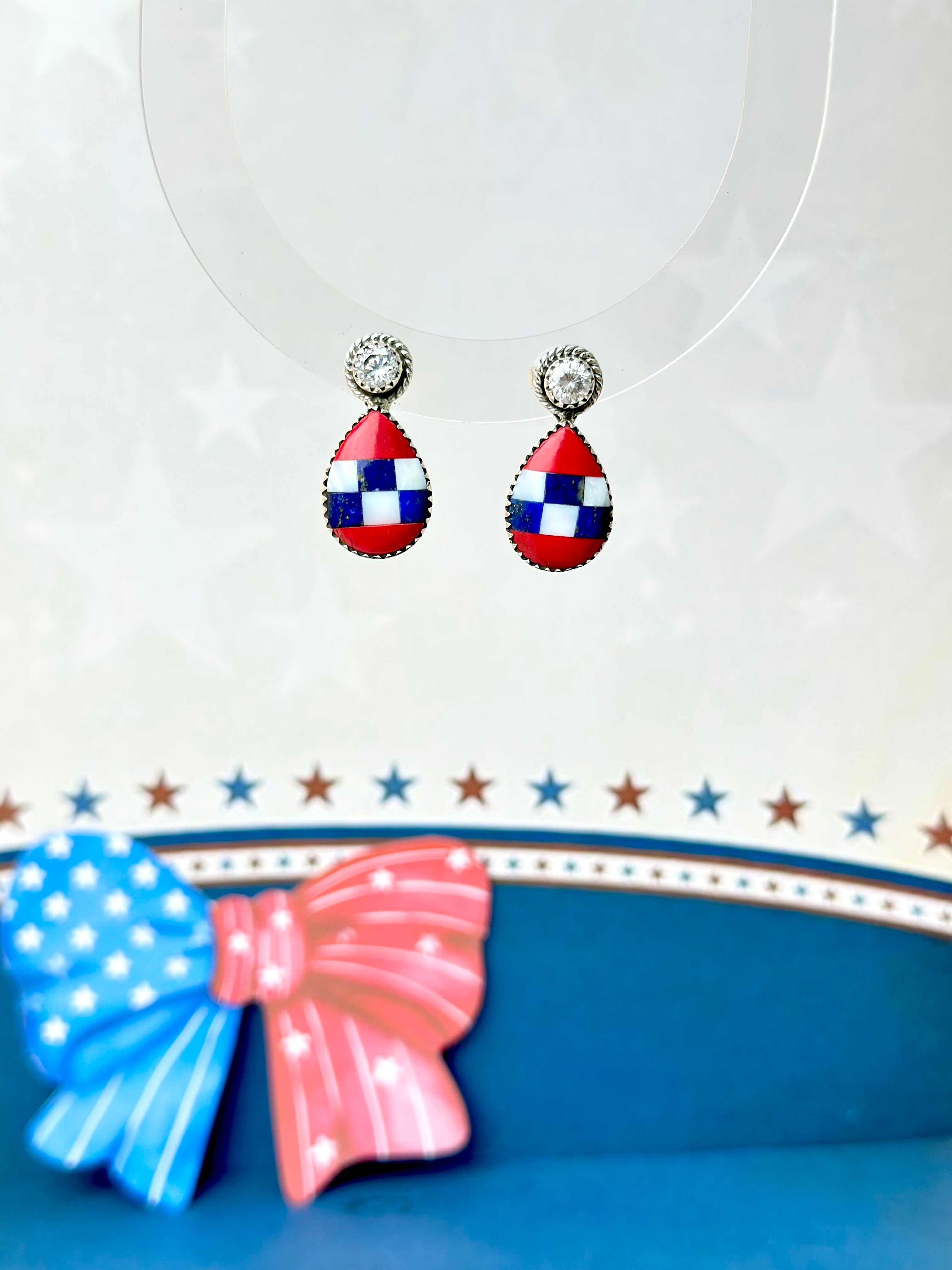 Stars & Stripes Swing Earrings-Earrings-Krush Kandy, Women's Online Fashion Boutique Located in Phoenix, Arizona (Scottsdale Area)