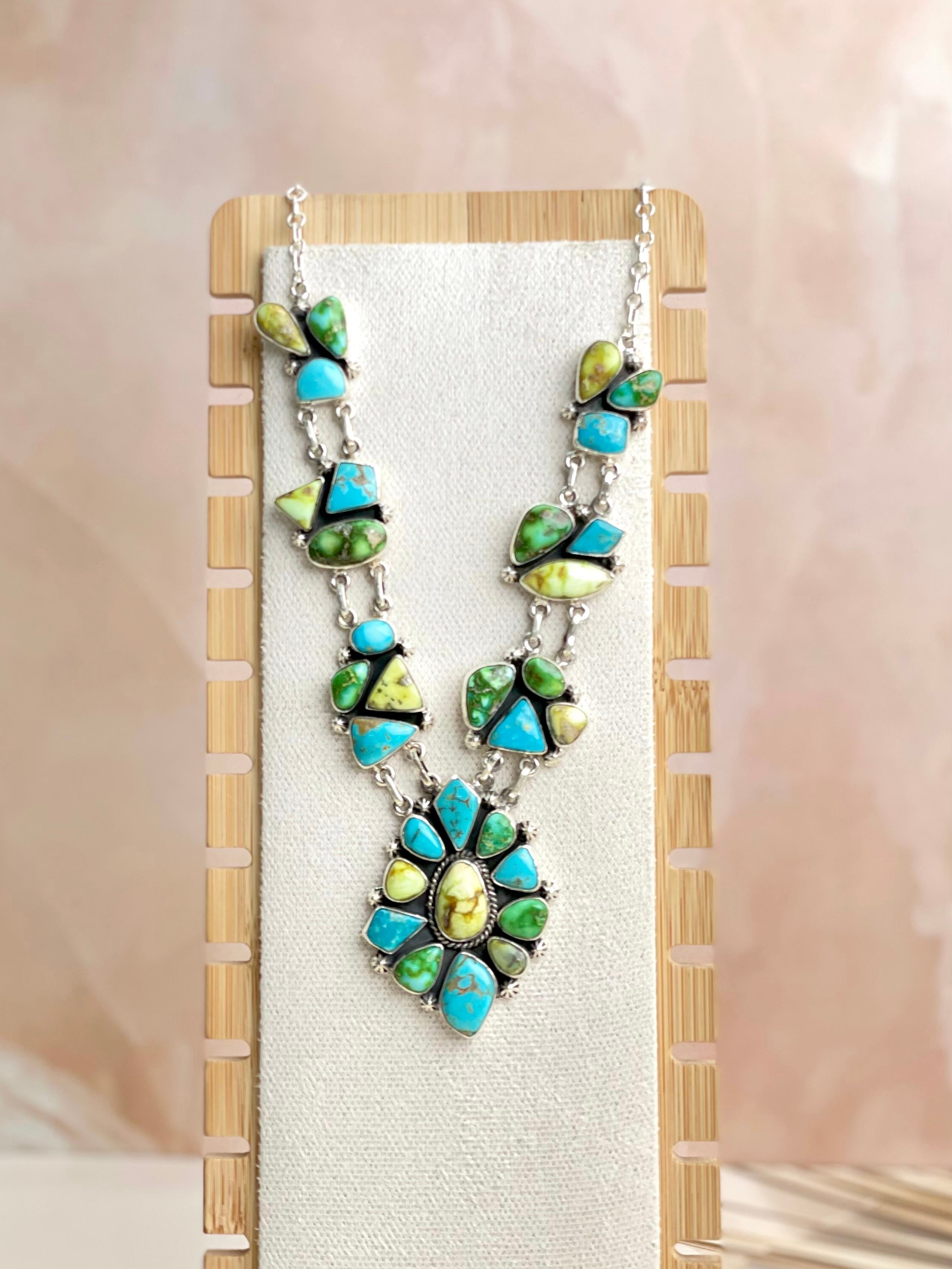 Multi Stone (Sonoran, Palomino, Blue Ridge) Statement Necklace sno 31-Necklaces-Krush Kandy, Women's Online Fashion Boutique Located in Phoenix, Arizona (Scottsdale Area)