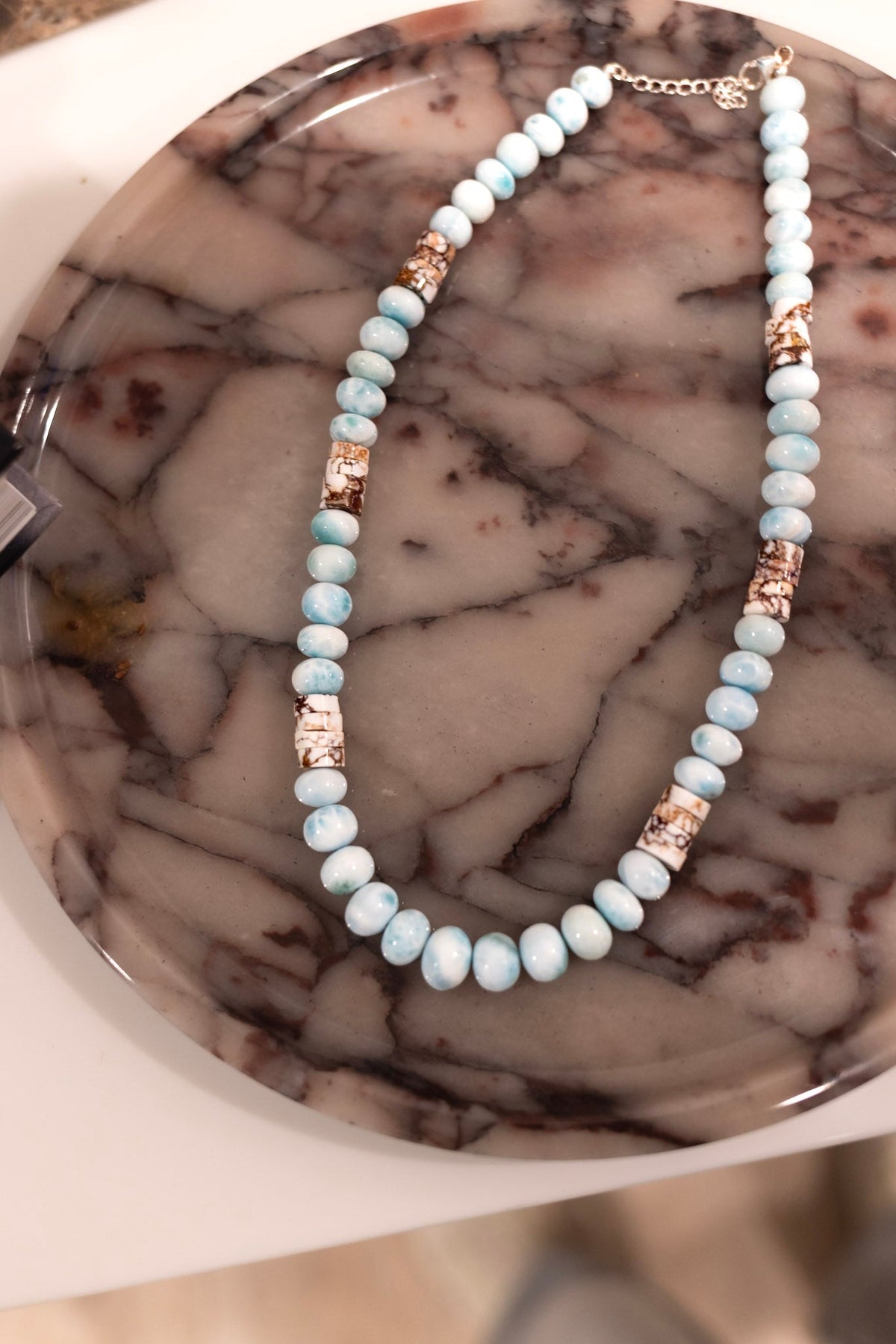 Elite Baddie Coastal Breeze Aqua & Earth Beaded Necklacedd.jpeg
