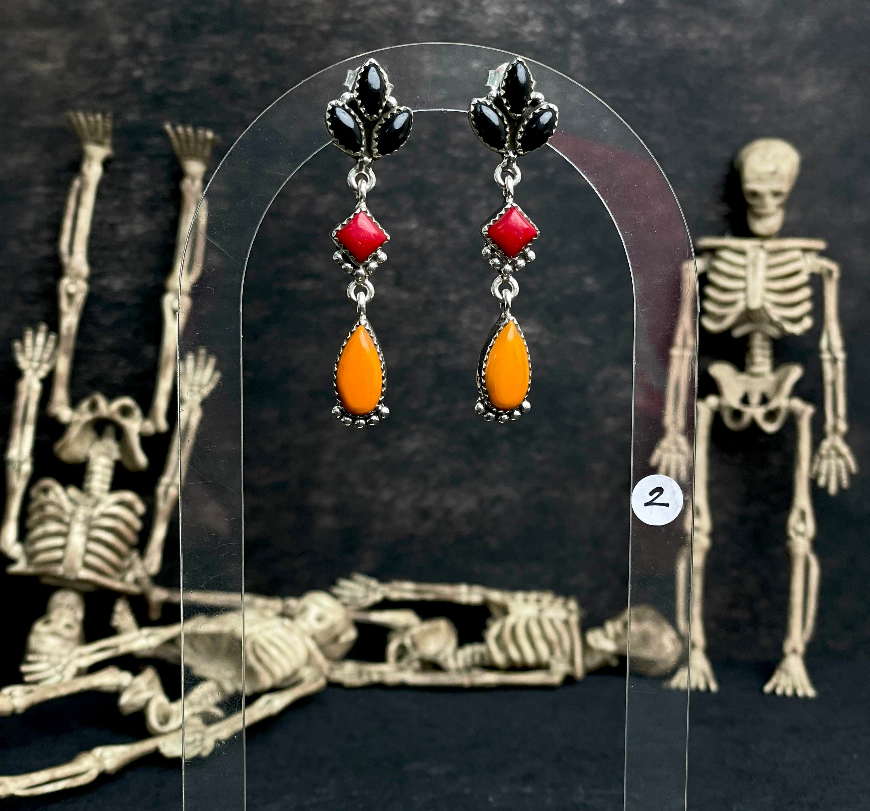 Halloween Studs Rosarita & Black Onyx sno 22-Earrings-Krush Kandy, Women's Online Fashion Boutique Located in Phoenix, Arizona (Scottsdale Area)
