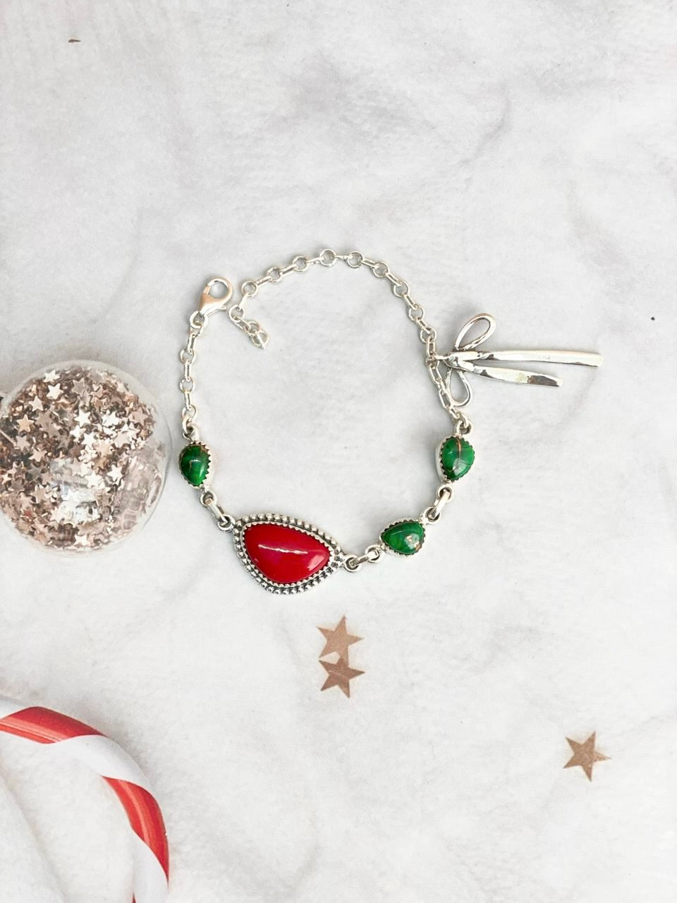Christmas in Kandyland Bow Charm Bracelet-Bracelets-Krush Kandy, Women's Online Fashion Boutique Located in Phoenix, Arizona (Scottsdale Area)