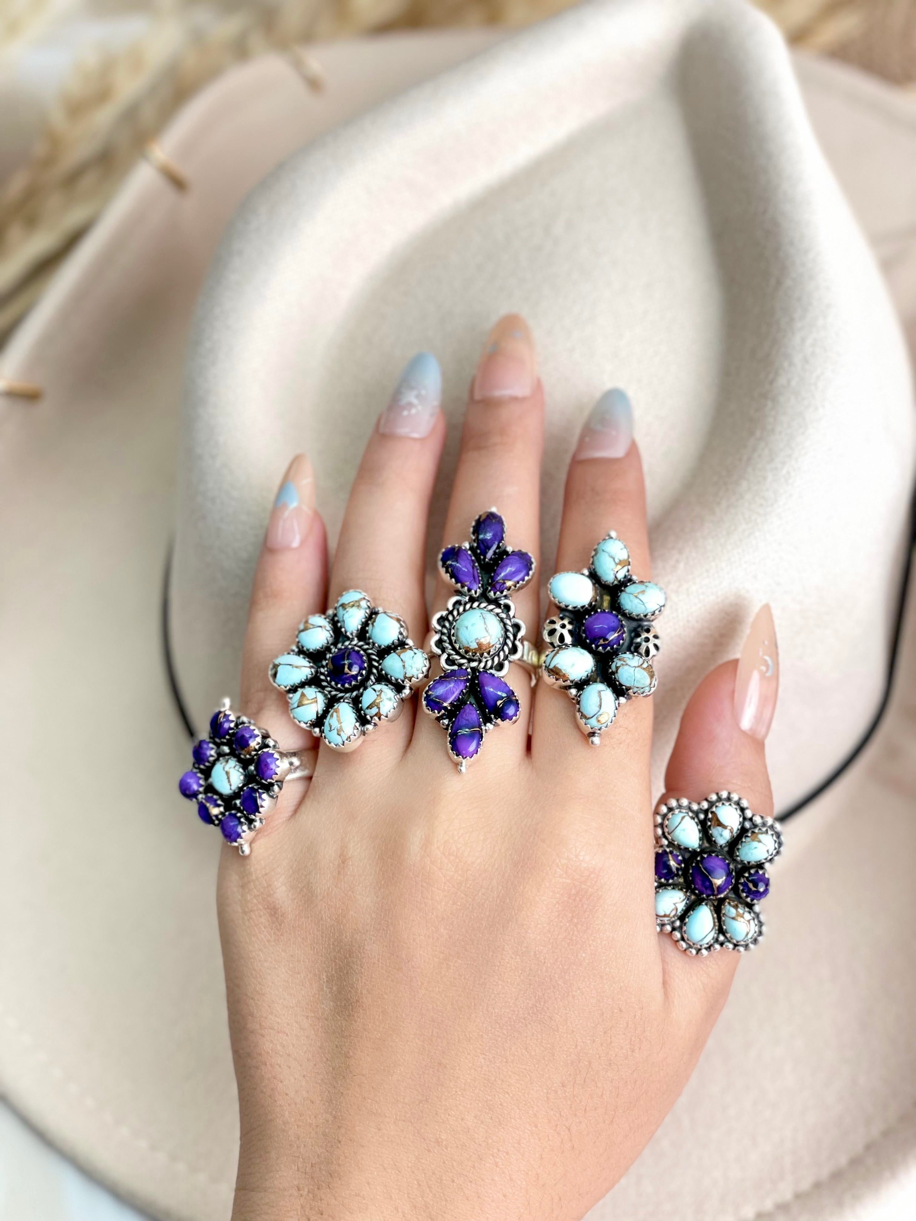 Perfect Touch Multi Dahlia Ring Clusters-Rings-Krush Kandy, Women's Online Fashion Boutique Located in Phoenix, Arizona (Scottsdale Area)