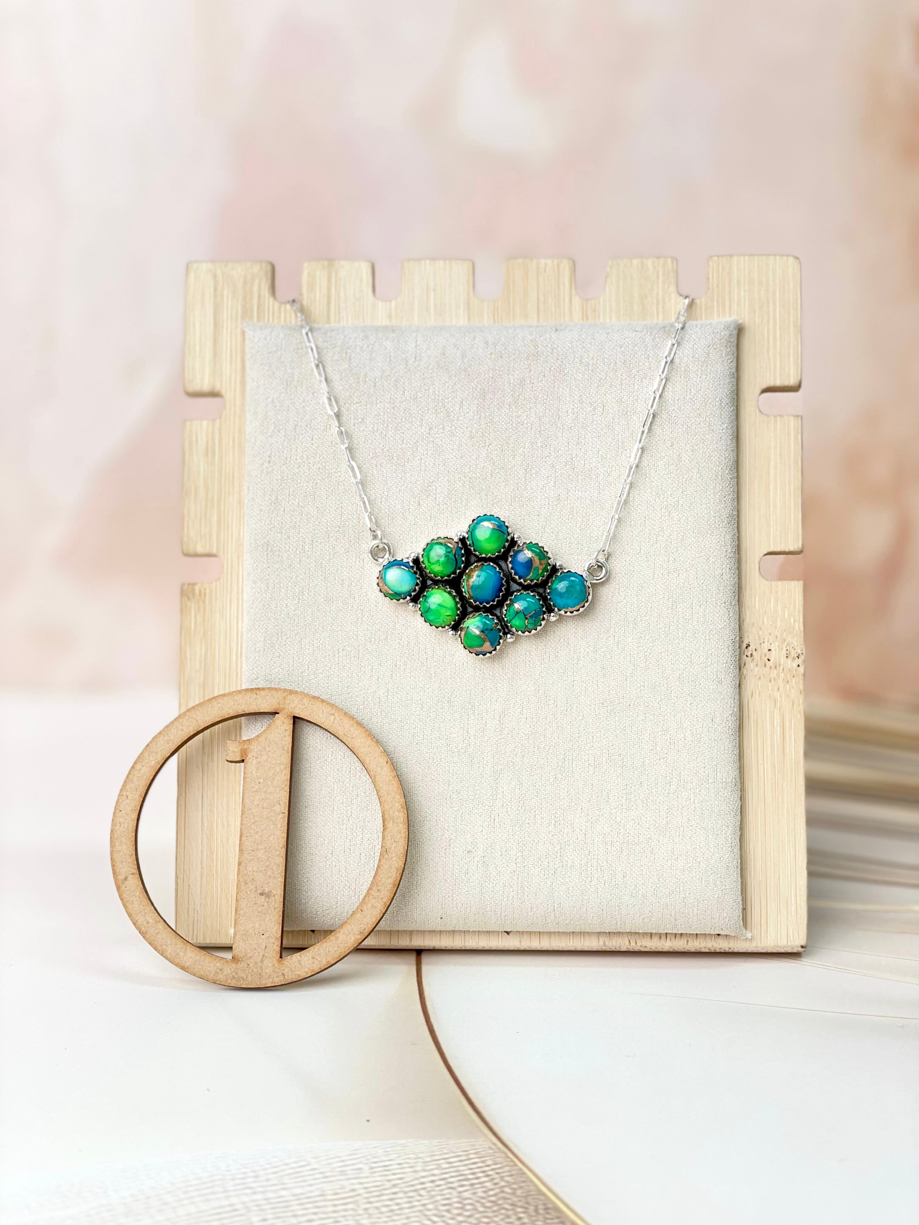 Peacock Dahlia Bar Necklaces-Necklaces-Krush Kandy, Women's Online Fashion Boutique Located in Phoenix, Arizona (Scottsdale Area)