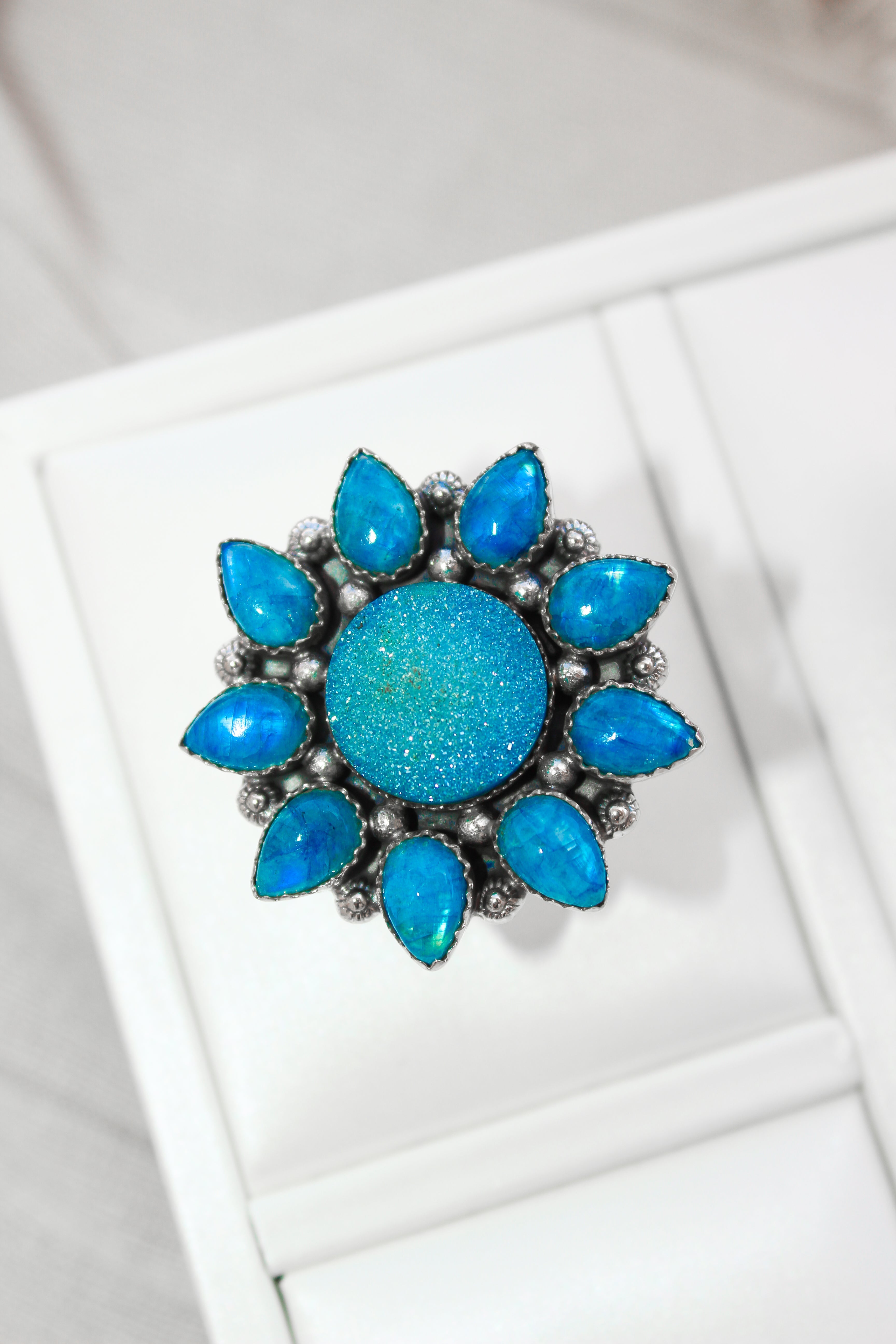 SUNSHINE Rainbow Moonstone Dyed Sterling Silver Rings | PREORDER NOW OPEN-Cluster Rings-Krush Kandy, Women's Online Fashion Boutique Located in Phoenix, Arizona (Scottsdale Area)