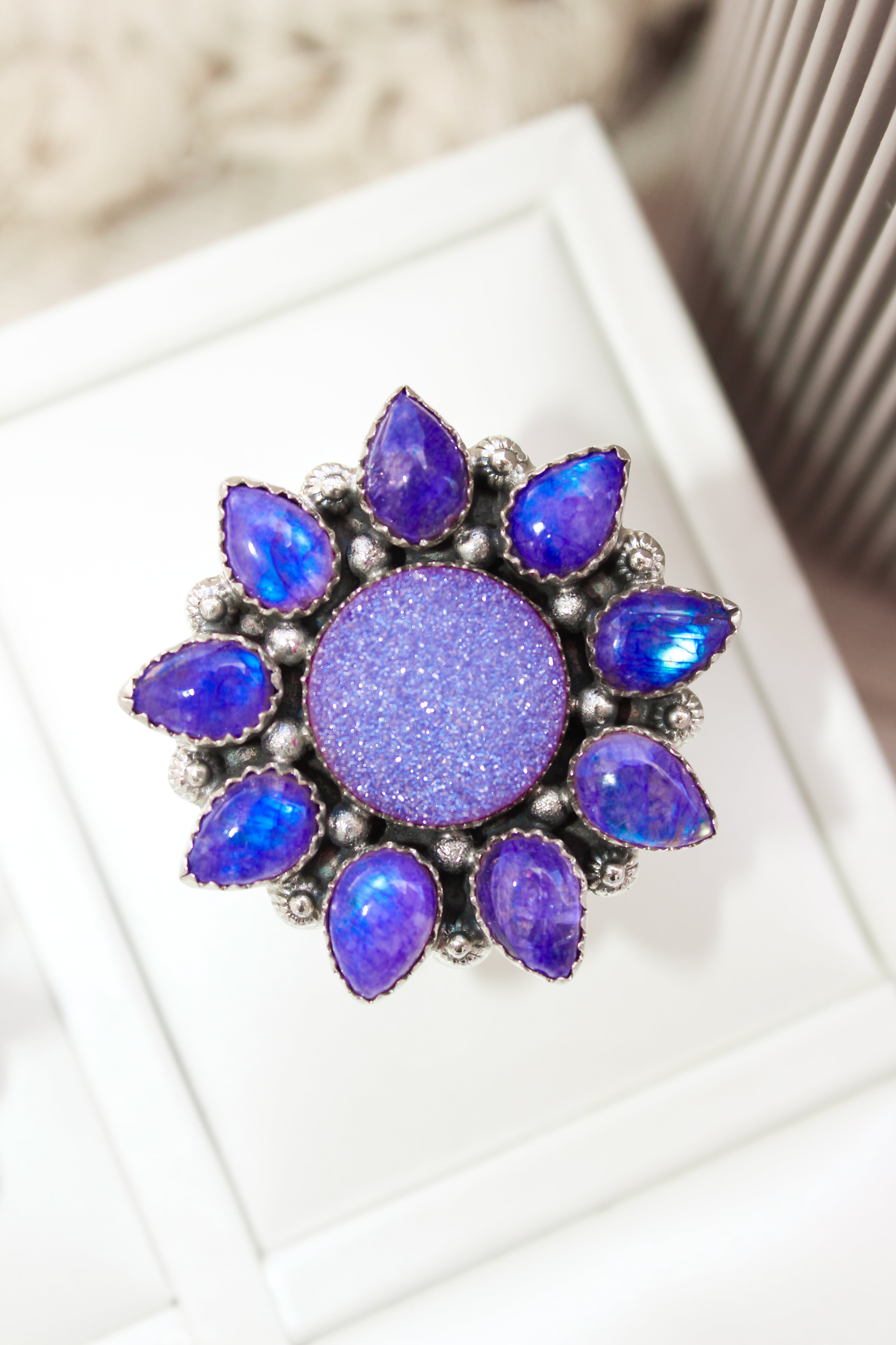 SUNSHINE Rainbow Moonstone Dyed Sterling Silver Rings | PREORDER NOW OPEN-Cluster Rings-Krush Kandy, Women's Online Fashion Boutique Located in Phoenix, Arizona (Scottsdale Area)