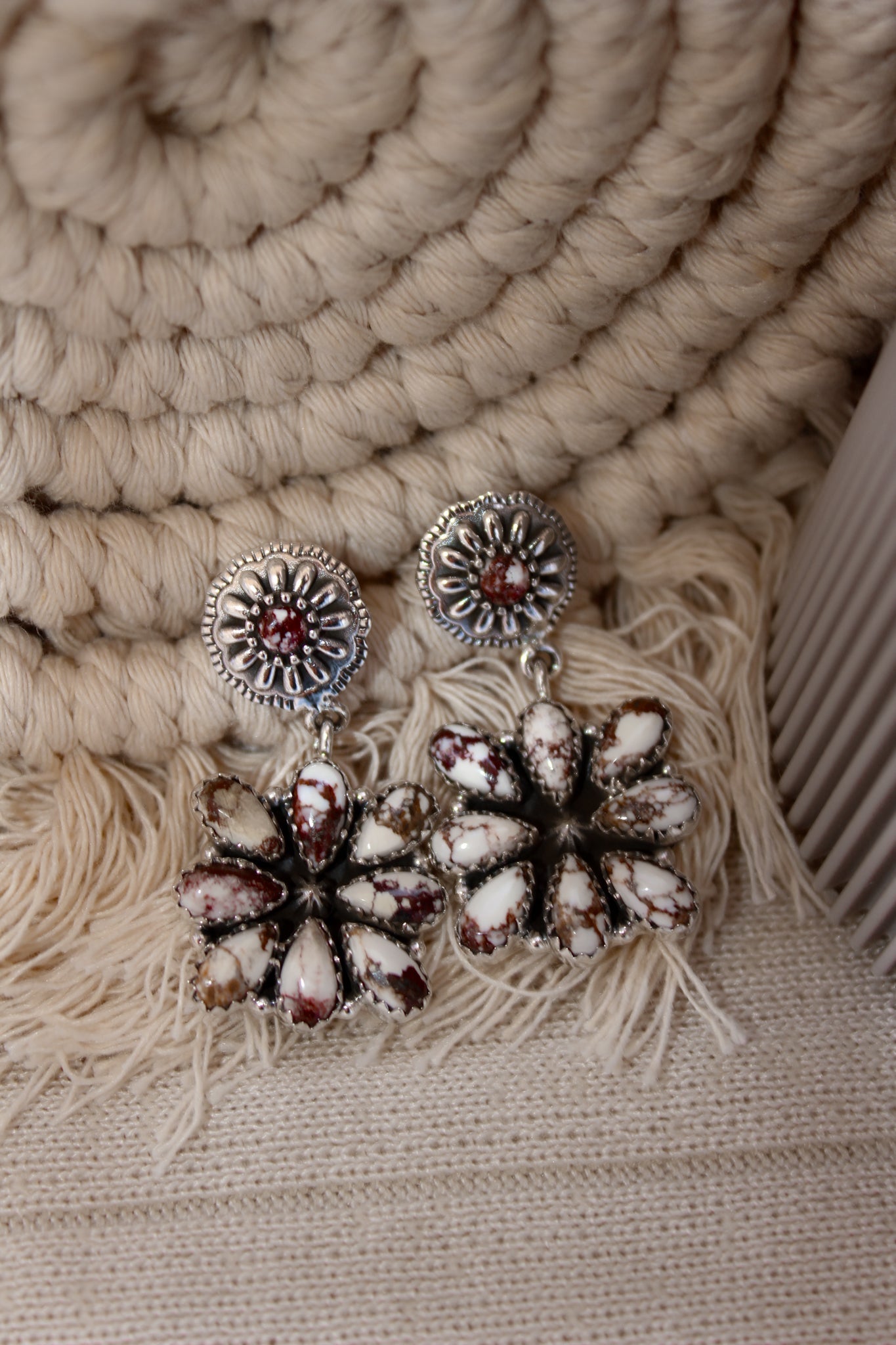 Stone Concho Blossom Earrings-Drop Earrings-Krush Kandy, Women's Online Fashion Boutique Located in Phoenix, Arizona (Scottsdale Area)