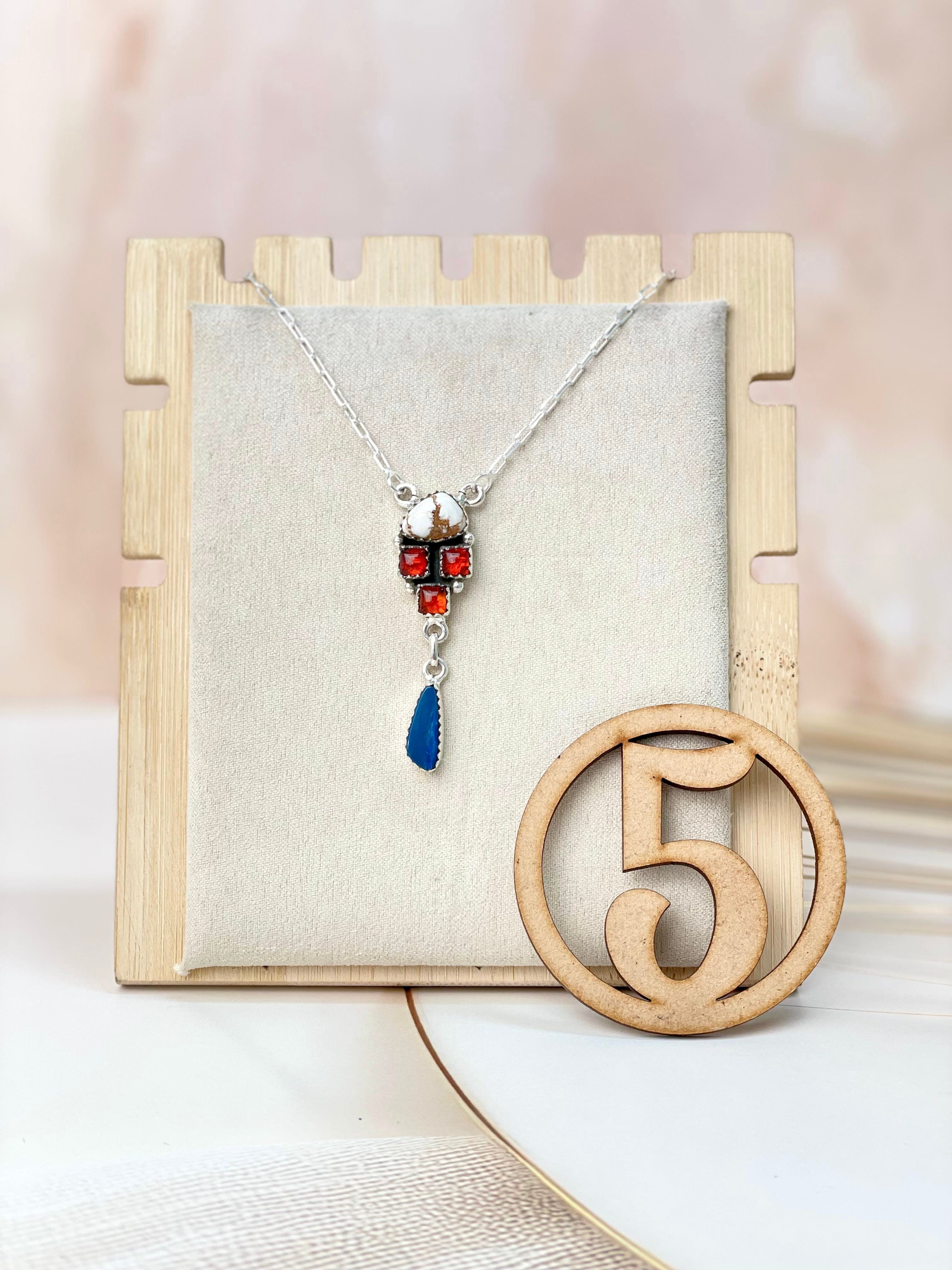 Australian opal, Wildhorse & Amber Stone Necklaces-Necklaces-Krush Kandy, Women's Online Fashion Boutique Located in Phoenix, Arizona (Scottsdale Area)