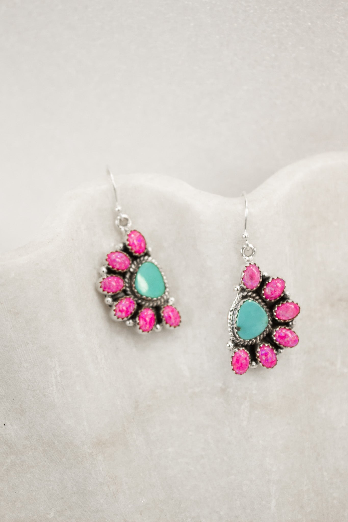 Half Opal Cluster Stone Earrings-Stud Earrings-Krush Kandy, Women's Online Fashion Boutique Located in Phoenix, Arizona (Scottsdale Area)