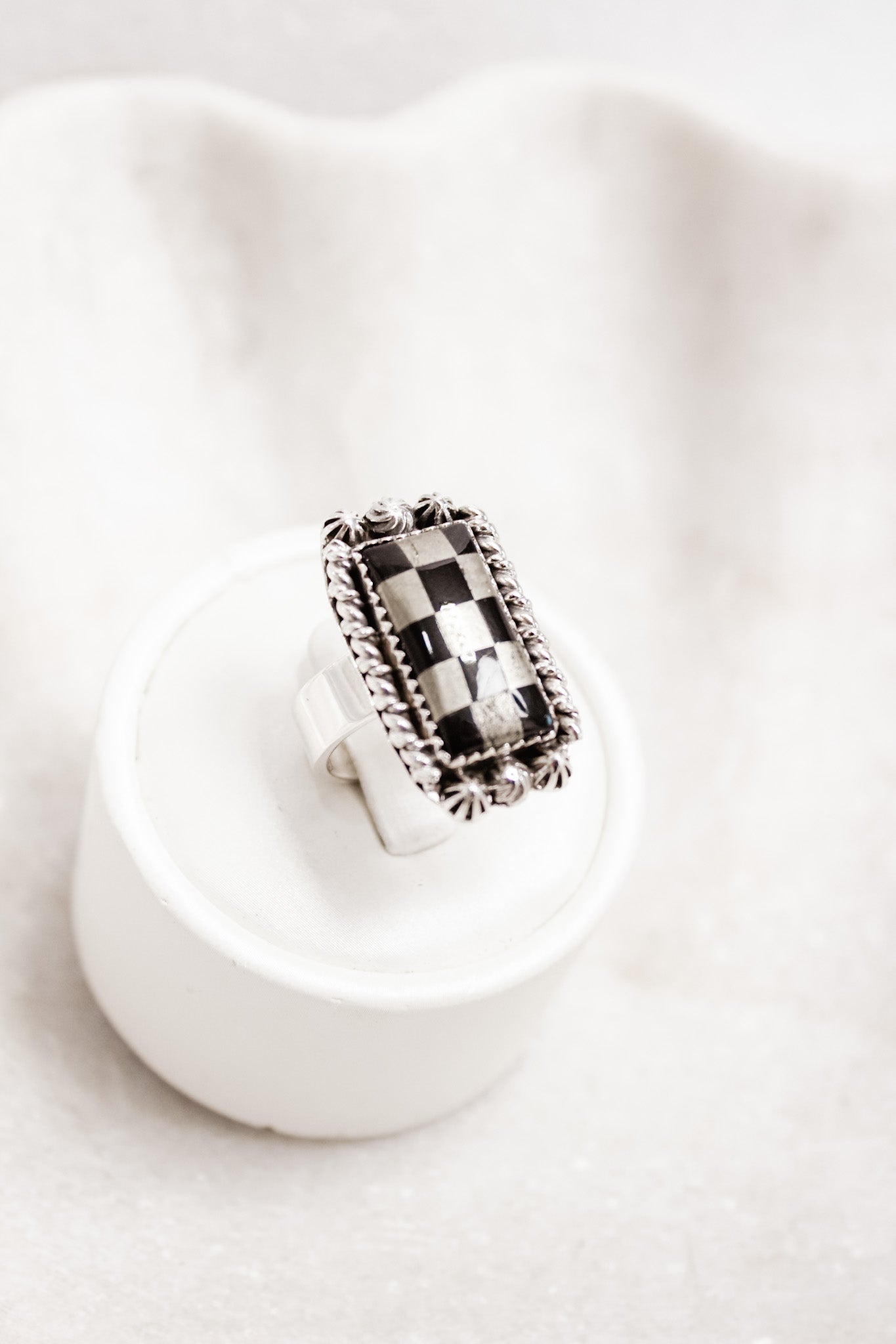 Checkered Bar Ring | By KKB-Bar Rings-Krush Kandy, Women's Online Fashion Boutique Located in Phoenix, Arizona (Scottsdale Area)