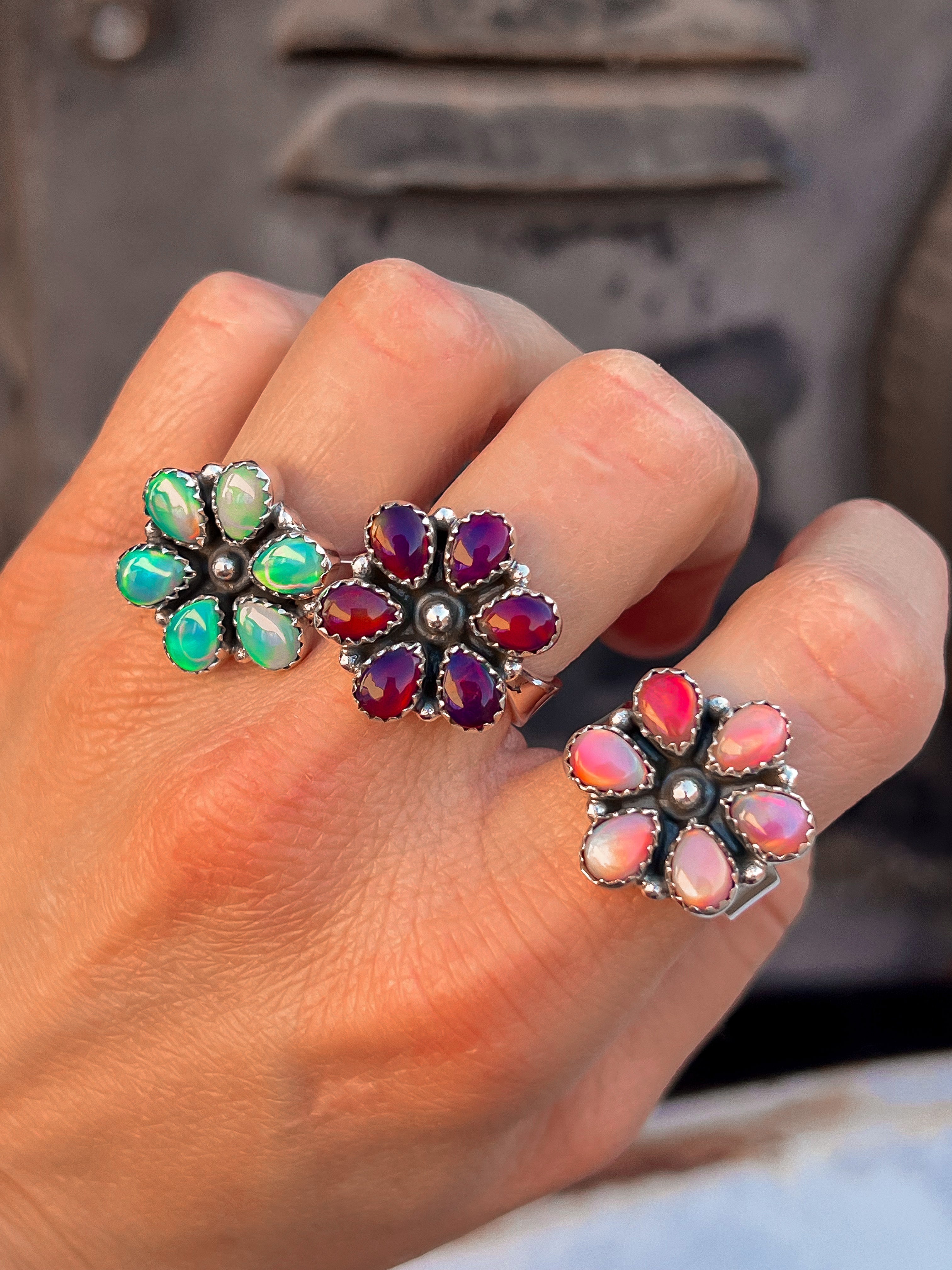 Mini Daisy Sterling Silver Cluster Rings-Cluster Rings-Krush Kandy, Women's Online Fashion Boutique Located in Phoenix, Arizona (Scottsdale Area)