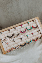 7 Jewel Hoop Studded Dangle Earring-Drop Earrings-Krush Kandy, Women's Online Fashion Boutique Located in Phoenix, Arizona (Scottsdale Area)