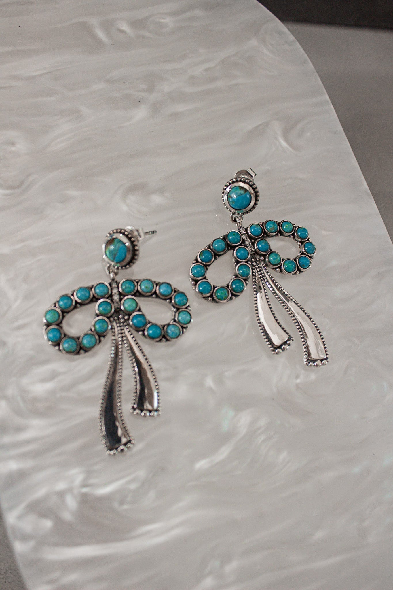 Stone Bliss Sterling Silver Bow Earrings-Stud Earrings-Krush Kandy, Women's Online Fashion Boutique Located in Phoenix, Arizona (Scottsdale Area)