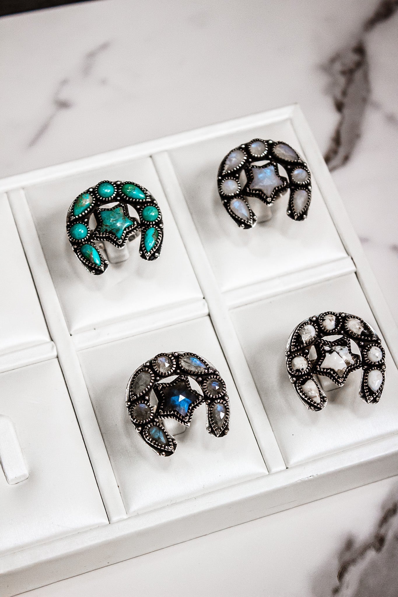Horseshoe & Star Stone Cluster Ring-Cluster Rings-Krush Kandy, Women's Online Fashion Boutique Located in Phoenix, Arizona (Scottsdale Area)