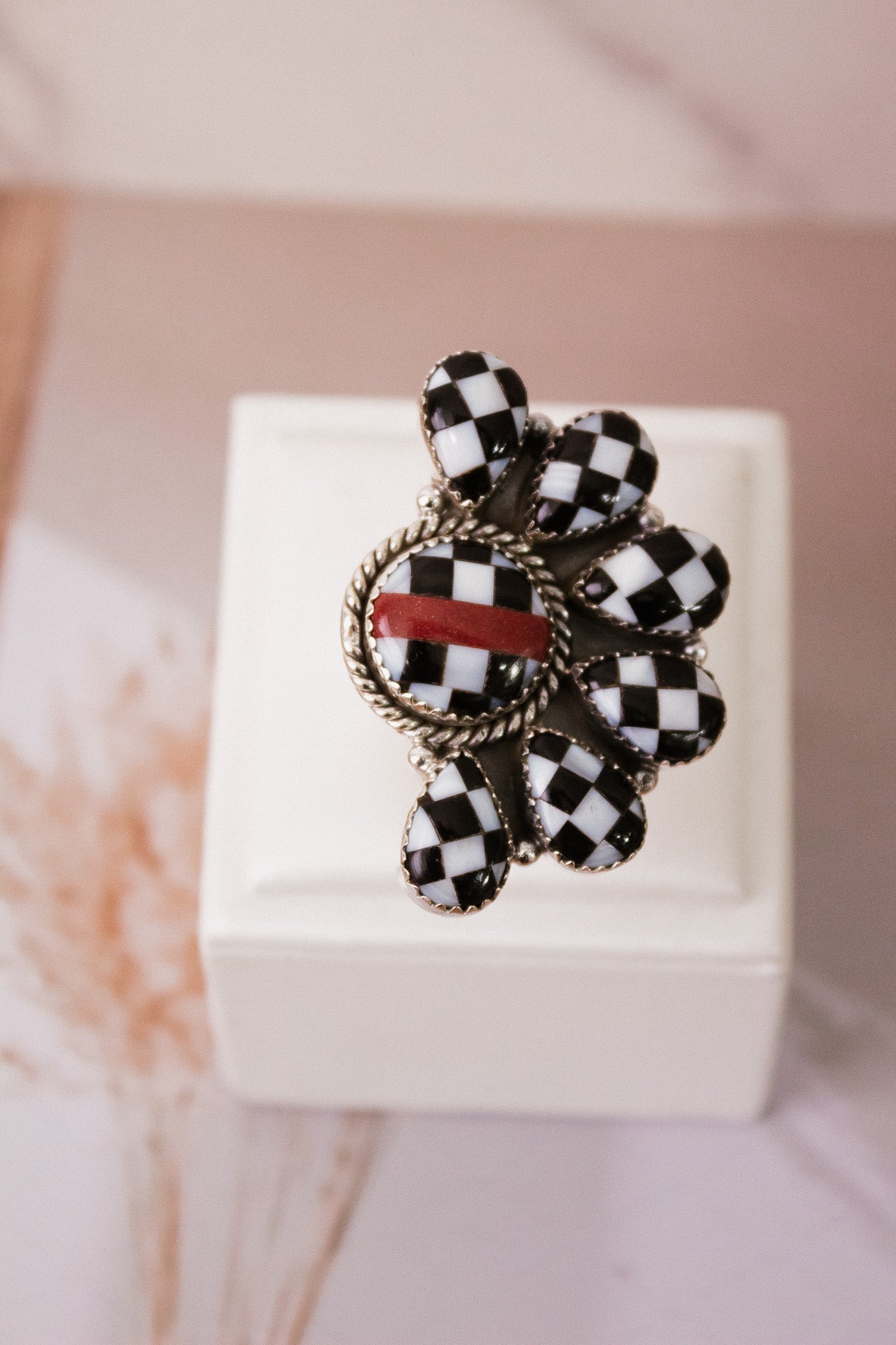 Finish Line Checkered Stone Ring-Ring Sizers-Krush Kandy, Women's Online Fashion Boutique Located in Phoenix, Arizona (Scottsdale Area)