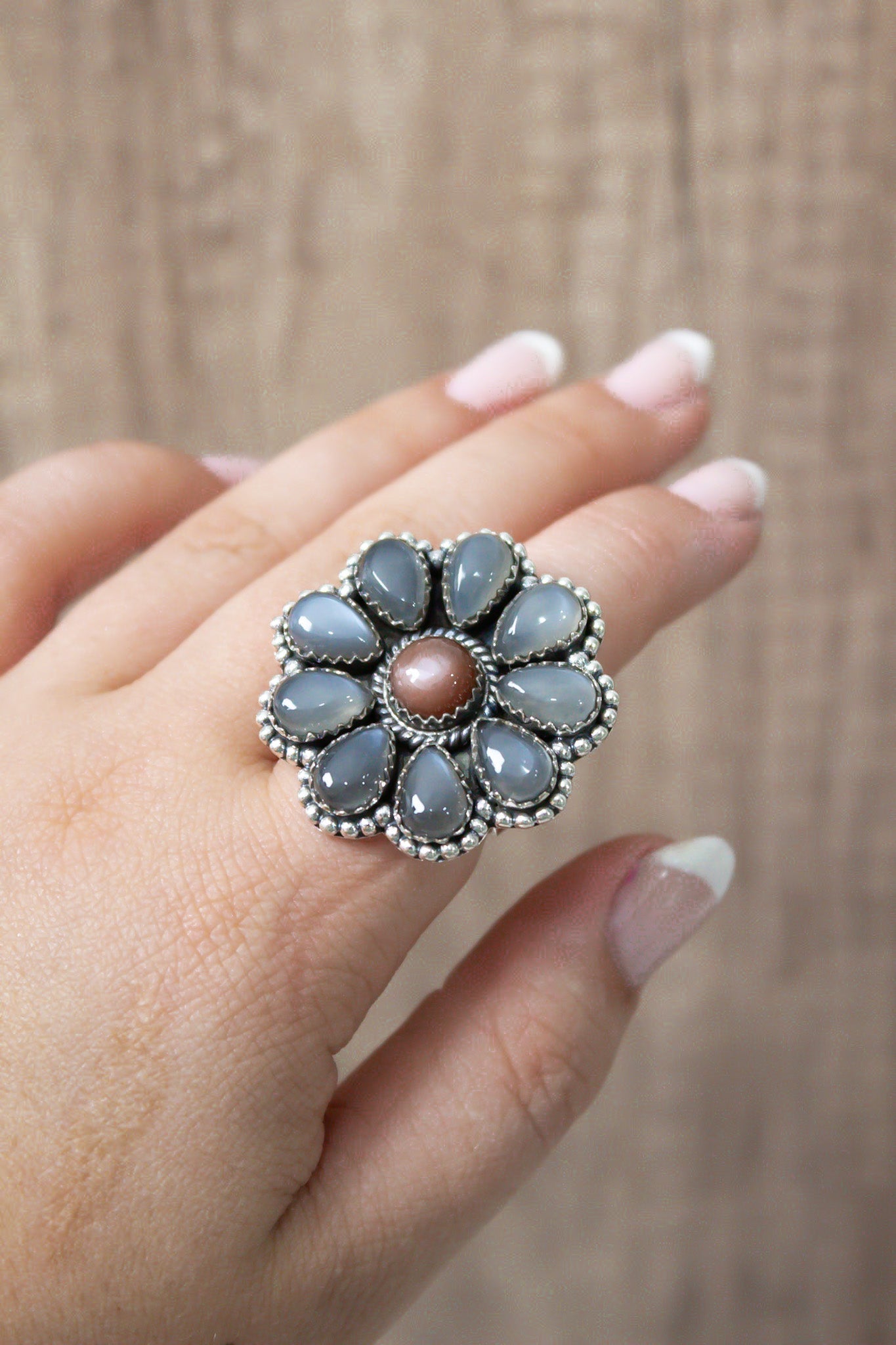 Chocolate Moonstone & Stone Cluster Sterling Silver Rings-Cluster Rings-Krush Kandy, Women's Online Fashion Boutique Located in Phoenix, Arizona (Scottsdale Area)