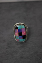 Blended Opal Checkered Stone Ring-Ring Sizers-Krush Kandy, Women's Online Fashion Boutique Located in Phoenix, Arizona (Scottsdale Area)
