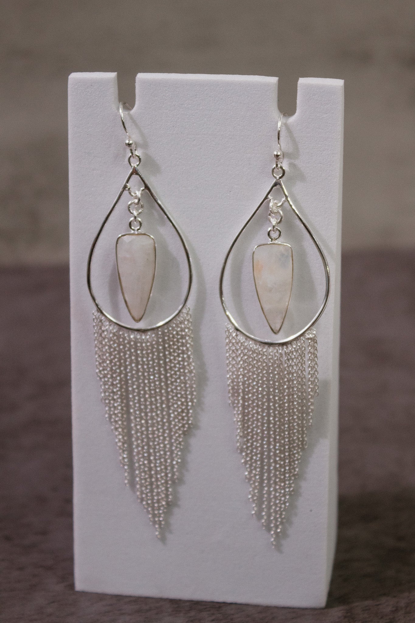 Heathers Sterling Fringe Stone Earrings-Stud Earrings-Krush Kandy, Women's Online Fashion Boutique Located in Phoenix, Arizona (Scottsdale Area)