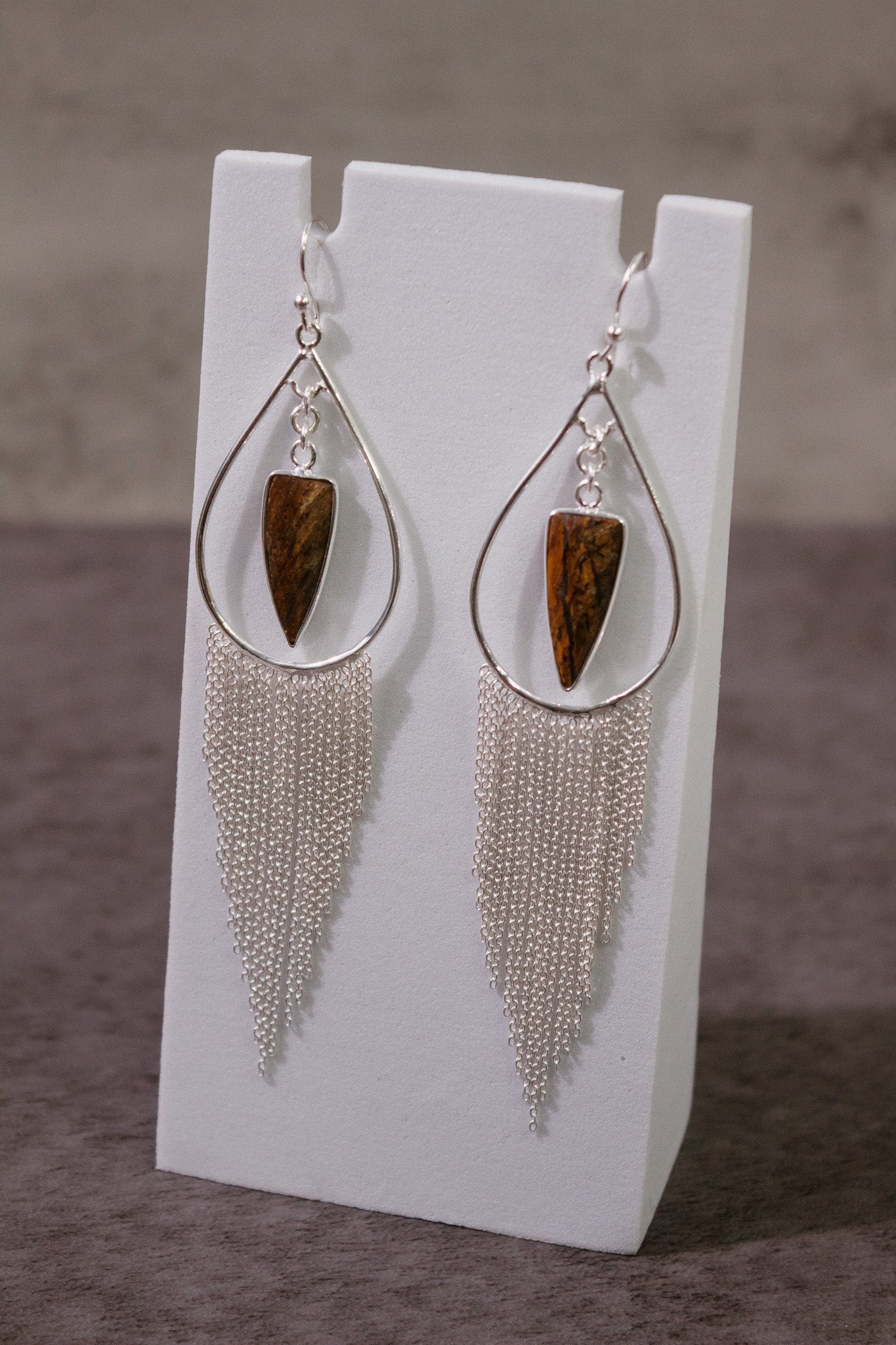 Heathers Sterling Fringe Stone Earrings-Stud Earrings-Krush Kandy, Women's Online Fashion Boutique Located in Phoenix, Arizona (Scottsdale Area)