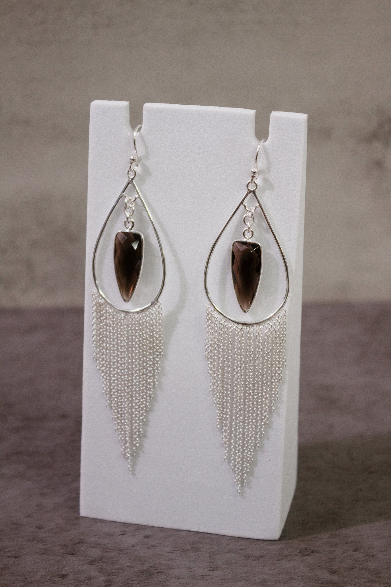Heathers Sterling Fringe Stone Earrings-Stud Earrings-Krush Kandy, Women's Online Fashion Boutique Located in Phoenix, Arizona (Scottsdale Area)