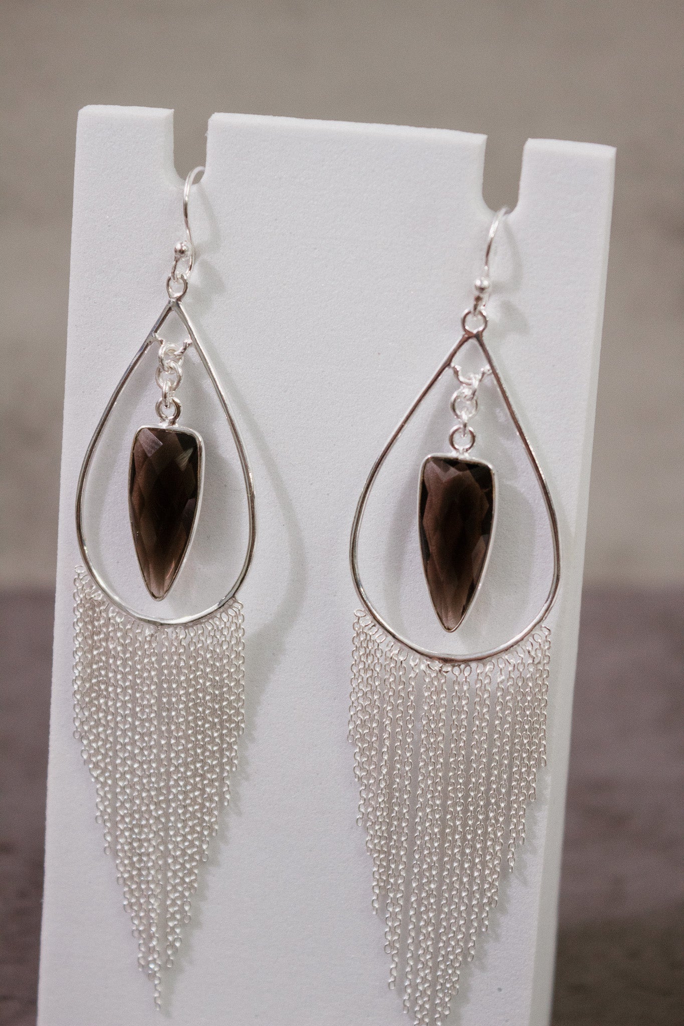Heathers Sterling Fringe Stone Earrings-Stud Earrings-Krush Kandy, Women's Online Fashion Boutique Located in Phoenix, Arizona (Scottsdale Area)
