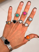 Solid Band Single Stone Ring-Statement Rings-Krush Kandy, Women's Online Fashion Boutique Located in Phoenix, Arizona (Scottsdale Area)