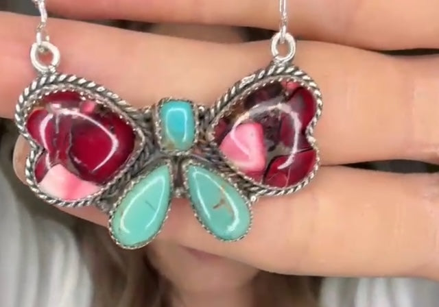 Turquoise & Multi Stone Bow Necklace-Necklaces-Krush Kandy, Women's Online Fashion Boutique Located in Phoenix, Arizona (Scottsdale Area)