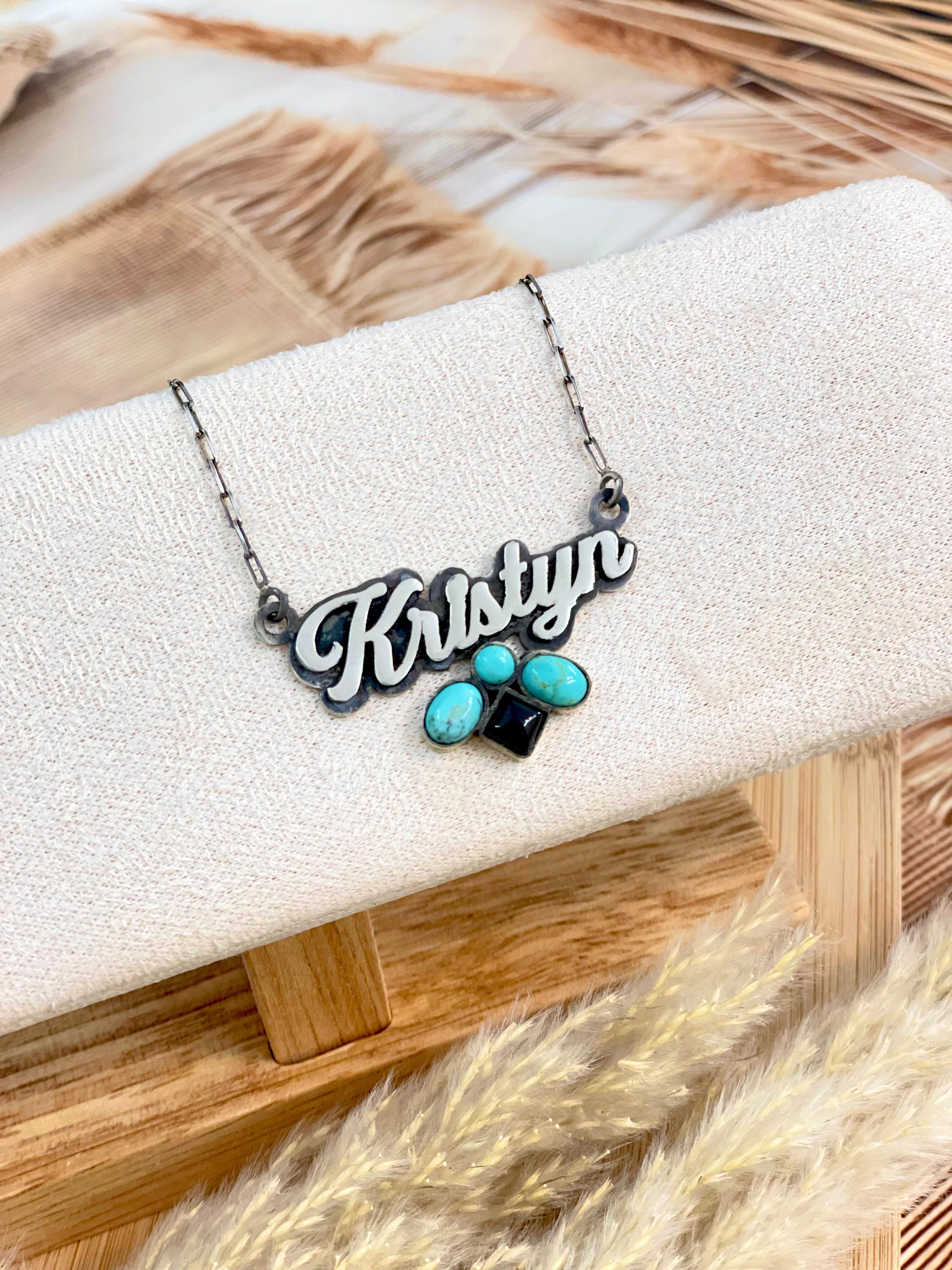Southwestern Charm Turquoise & Onyx Personalized Necklace PREORDER-Chain Necklaces-Krush Kandy, Women's Online Fashion Boutique Located in Phoenix, Arizona (Scottsdale Area)