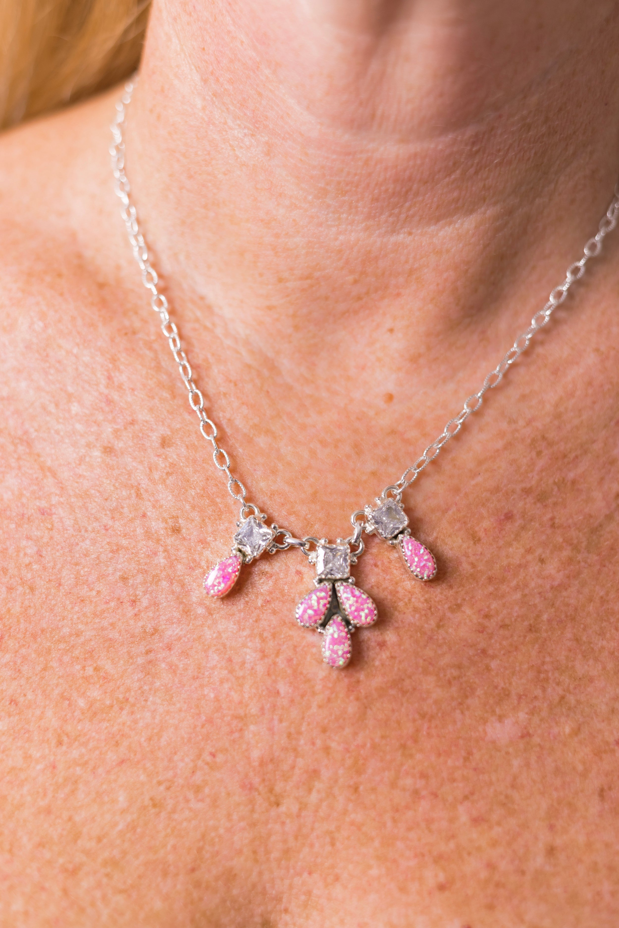 Sierra Opal Petals CZ Necklace-Necklaces-Krush Kandy, Women's Online Fashion Boutique Located in Phoenix, Arizona (Scottsdale Area)