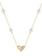 Pearl Geometric Minimalist Heart Necklace-Necklaces-Krush Kandy, Women's Online Fashion Boutique Located in Phoenix, Arizona (Scottsdale Area)