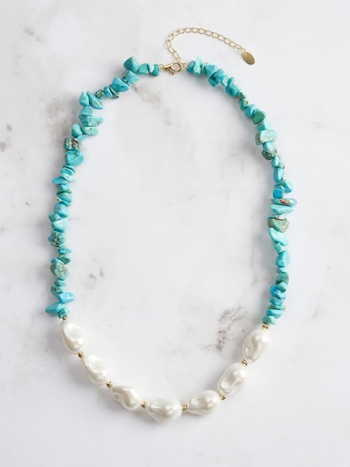 Turquoise & Pearl Vintage Beaded Necklace-Necklaces-Krush Kandy, Women's Online Fashion Boutique Located in Phoenix, Arizona (Scottsdale Area)