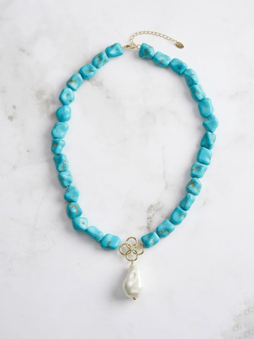 Kandy Turquoise & Pearl Vintage Beaded Necklace-Necklaces-Krush Kandy, Women's Online Fashion Boutique Located in Phoenix, Arizona (Scottsdale Area)
