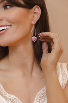 With All My Love Stone Heart Drop Hoop Earring-Earrings-Krush Kandy, Women's Online Fashion Boutique Located in Phoenix, Arizona (Scottsdale Area)