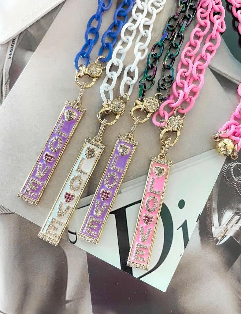LOVE Enamel Pendant Magnetic Necklace-Necklaces-Krush Kandy, Women's Online Fashion Boutique Located in Phoenix, Arizona (Scottsdale Area)
