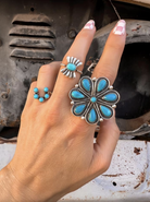 Flower Concho Sterling Silver Stone Ring MADE TO ORDER-Cluster Rings-Krush Kandy, Women's Online Fashion Boutique Located in Phoenix, Arizona (Scottsdale Area)