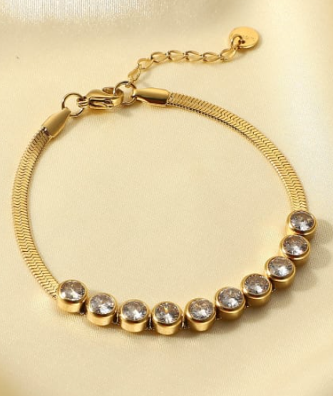 CZ Sparkly Ball and Snake Chain Bracelet-Chain Bracelets-Krush Kandy, Women's Online Fashion Boutique Located in Phoenix, Arizona (Scottsdale Area)