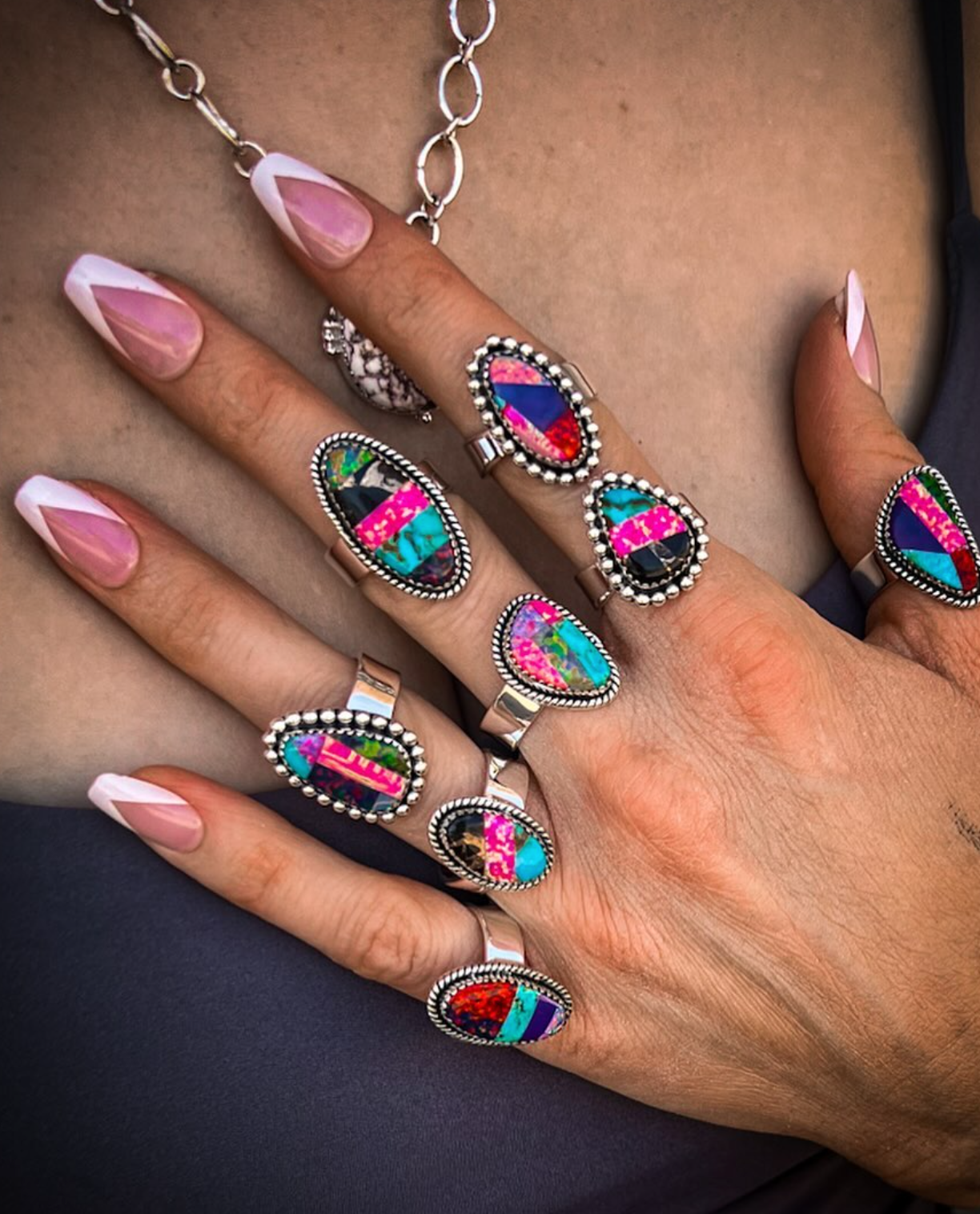 Turquoise & Opal Stone Sterling Silver Ring-Statement Rings-Krush Kandy, Women's Online Fashion Boutique Located in Phoenix, Arizona (Scottsdale Area)