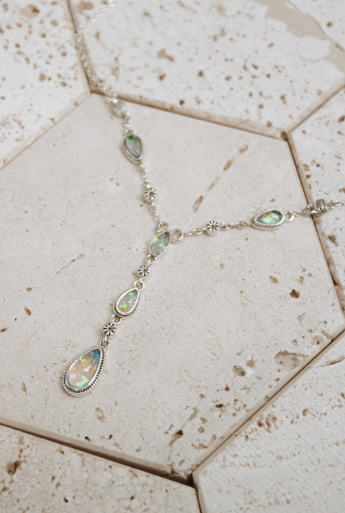 Valerie's Sterling Daisy Lariat Necklace-Chain Necklaces-Krush Kandy, Women's Online Fashion Boutique Located in Phoenix, Arizona (Scottsdale Area)