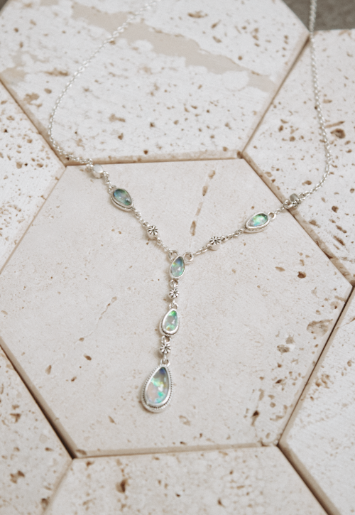 Valerie's Sterling Daisy Lariat Necklace-Chain Necklaces-Krush Kandy, Women's Online Fashion Boutique Located in Phoenix, Arizona (Scottsdale Area)