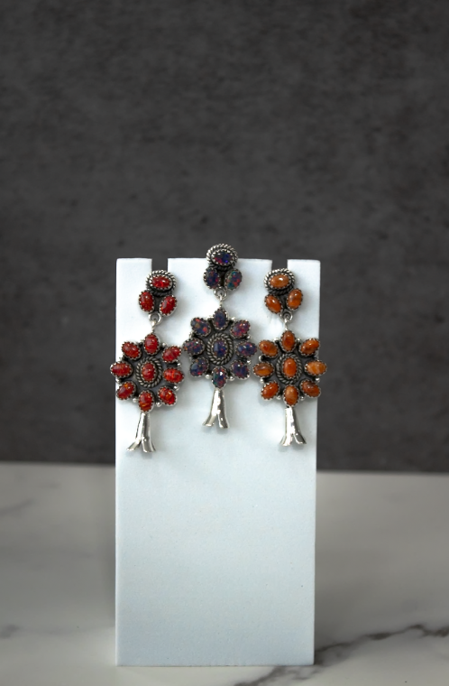 Squash Blossom Stone Statement Earrings-Stud Earrings-Krush Kandy, Women's Online Fashion Boutique Located in Phoenix, Arizona (Scottsdale Area)