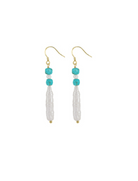 Vintage Turquoise & Pearl Threader Earrings-Earrings-Krush Kandy, Women's Online Fashion Boutique Located in Phoenix, Arizona (Scottsdale Area)