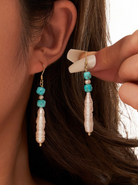 Vintage Turquoise & Pearl Threader Earrings-Earrings-Krush Kandy, Women's Online Fashion Boutique Located in Phoenix, Arizona (Scottsdale Area)