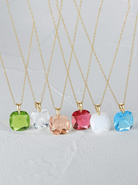 Glass Stone Square Minimalist Necklace-Necklaces-Krush Kandy, Women's Online Fashion Boutique Located in Phoenix, Arizona (Scottsdale Area)