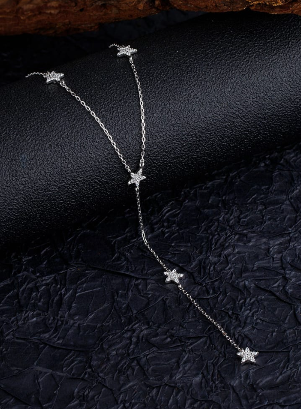 Cubic Zirconia Star Tassel Dainty Lariat Necklace-Necklaces-Krush Kandy, Women's Online Fashion Boutique Located in Phoenix, Arizona (Scottsdale Area)