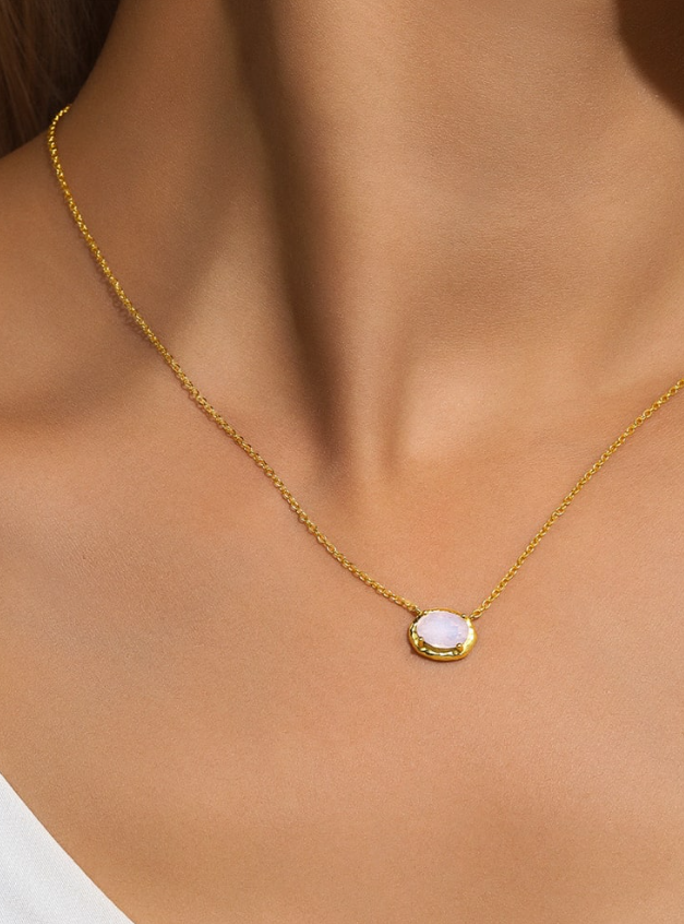 Little Opal Slab Minimalist Necklace-Necklaces-Krush Kandy, Women's Online Fashion Boutique Located in Phoenix, Arizona (Scottsdale Area)