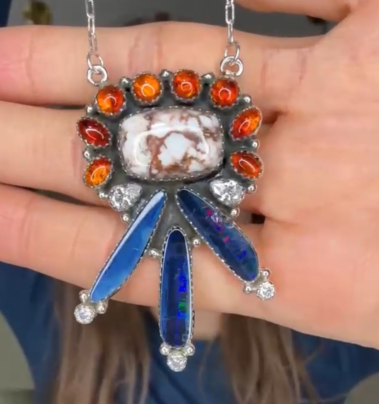Amber Aura Wild Horse & Australian Opal Necklaces-Necklaces-Krush Kandy, Women's Online Fashion Boutique Located in Phoenix, Arizona (Scottsdale Area)