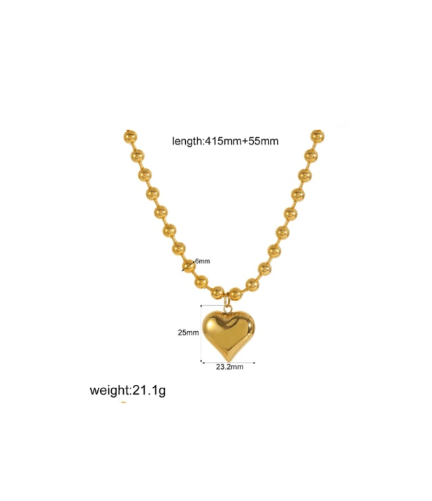 Simply Beaded Stainless Steel Heart Necklaces-Jewelry-Krush Kandy, Women's Online Fashion Boutique Located in Phoenix, Arizona (Scottsdale Area)