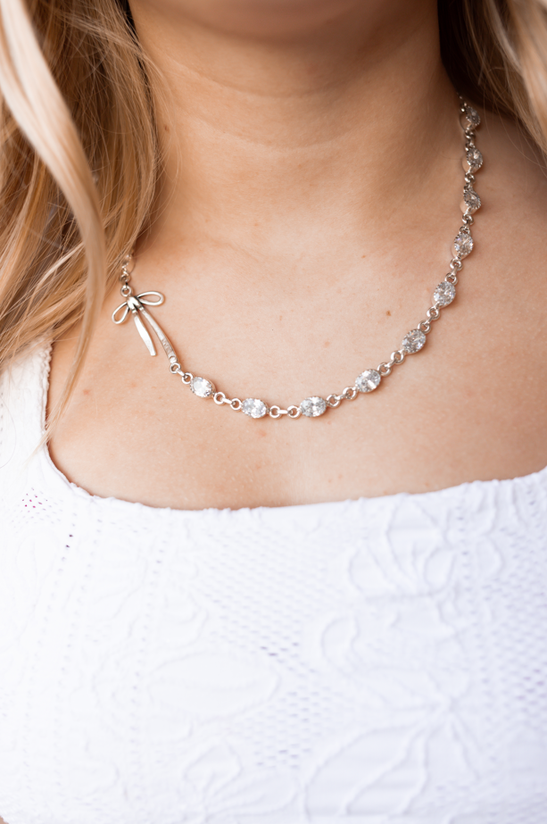 Crystal Chic Bow Necklace-Necklaces-Krush Kandy, Women's Online Fashion Boutique Located in Phoenix, Arizona (Scottsdale Area)