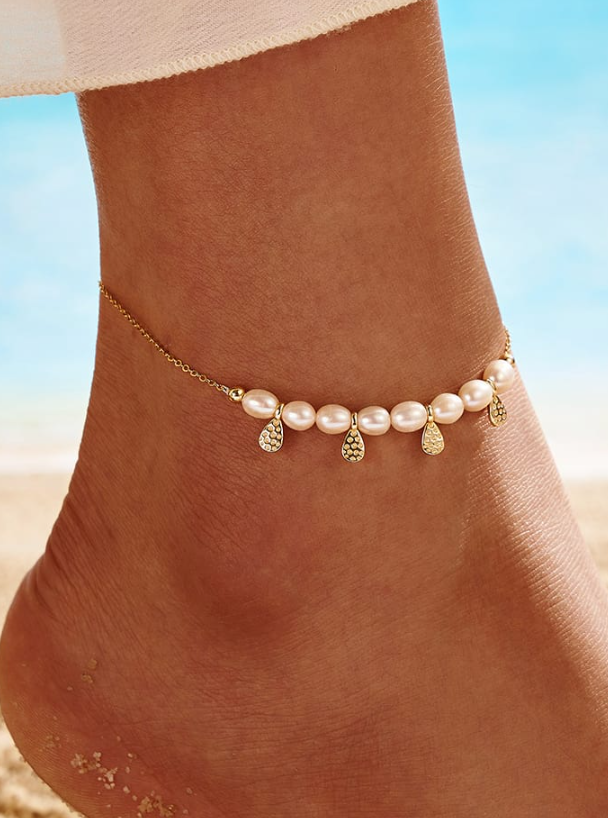 Freshwater Pearl Water Drop Minimalist Anklet-Bracelets-Krush Kandy, Women's Online Fashion Boutique Located in Phoenix, Arizona (Scottsdale Area)