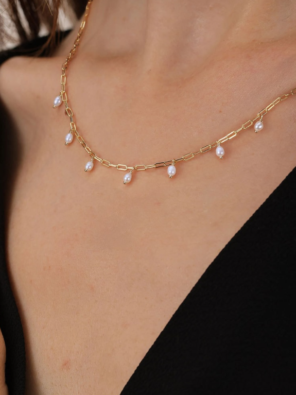 Linked Together Freshwater Pearl Necklace-Necklaces-Krush Kandy, Women's Online Fashion Boutique Located in Phoenix, Arizona (Scottsdale Area)