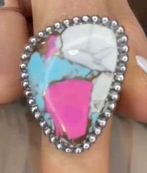 One Of A Kind Pink Turquoise Slab Rings MADE TO ORDER-Ring Sizers-Krush Kandy, Women's Online Fashion Boutique Located in Phoenix, Arizona (Scottsdale Area)